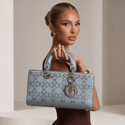 🩵 Dior Lady Dior large Studded Cannage Bag – Powder Blue Edition 🩵 - MASTERPIECE
