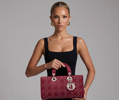 ❤️ Dior Lady Dior Studded Cannage Bag – Ruby Red Edition ❤️ - MASTERPIECE