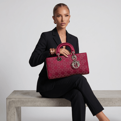 ❤️ Dior Lady Dior Studded Cannage Bag – Ruby Red Edition ❤️ - MASTERPIECE