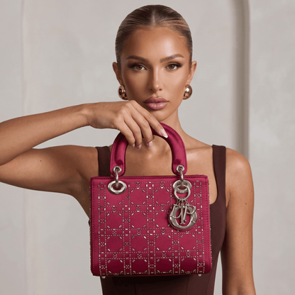 ✨ Dior Lady Dior Studded medium Bag – Deep Ruby Edition ✨ - MASTERPIECE