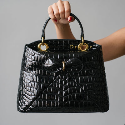 Dior Lady Tote Bag – Black Patent Croc Finish 🖤 - MASTERPIECE
