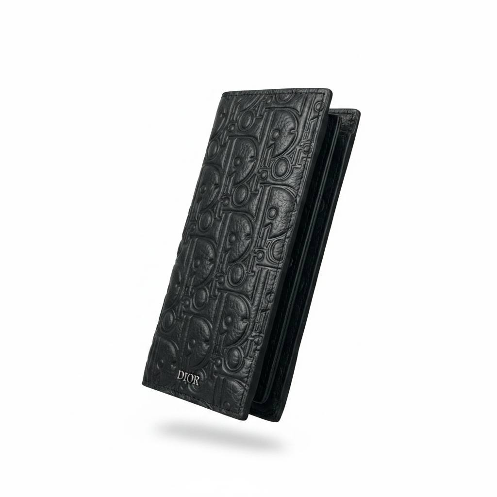 Dior Long Wallet – Black Embossed Signature Luxury 🖤✨ - MASTERPIECE