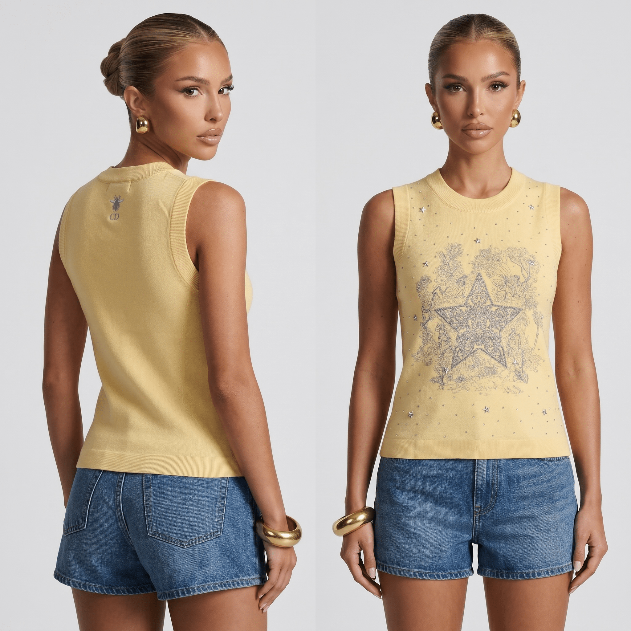 💛 Dior Lucky Star Yellow Sleeveless Knit Top ✨ - MASTERPIECE