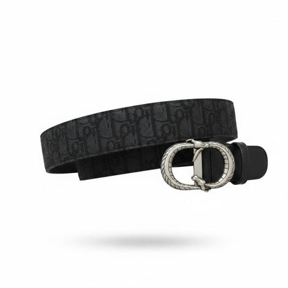 Dior Luxury Oblique Black Belt – Silver Signature Buckle 125CM 🖤✨ - MASTERPIECE