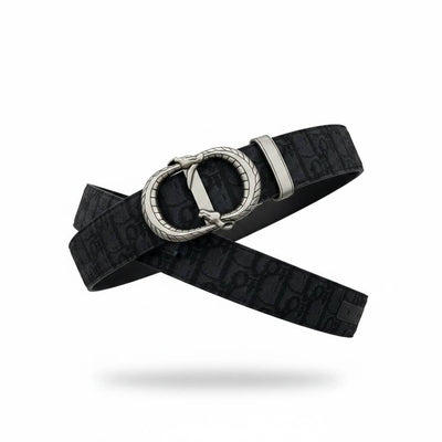 Dior Luxury Oblique Black Belt – Silver Signature Buckle 125CM 🖤✨ - MASTERPIECE