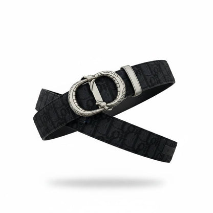 Dior Luxury Oblique Black Belt – Silver Signature Buckle 125CM 🖤✨ - MASTERPIECE