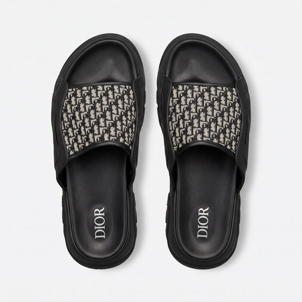 Dior Oblique Black Slide Sandals