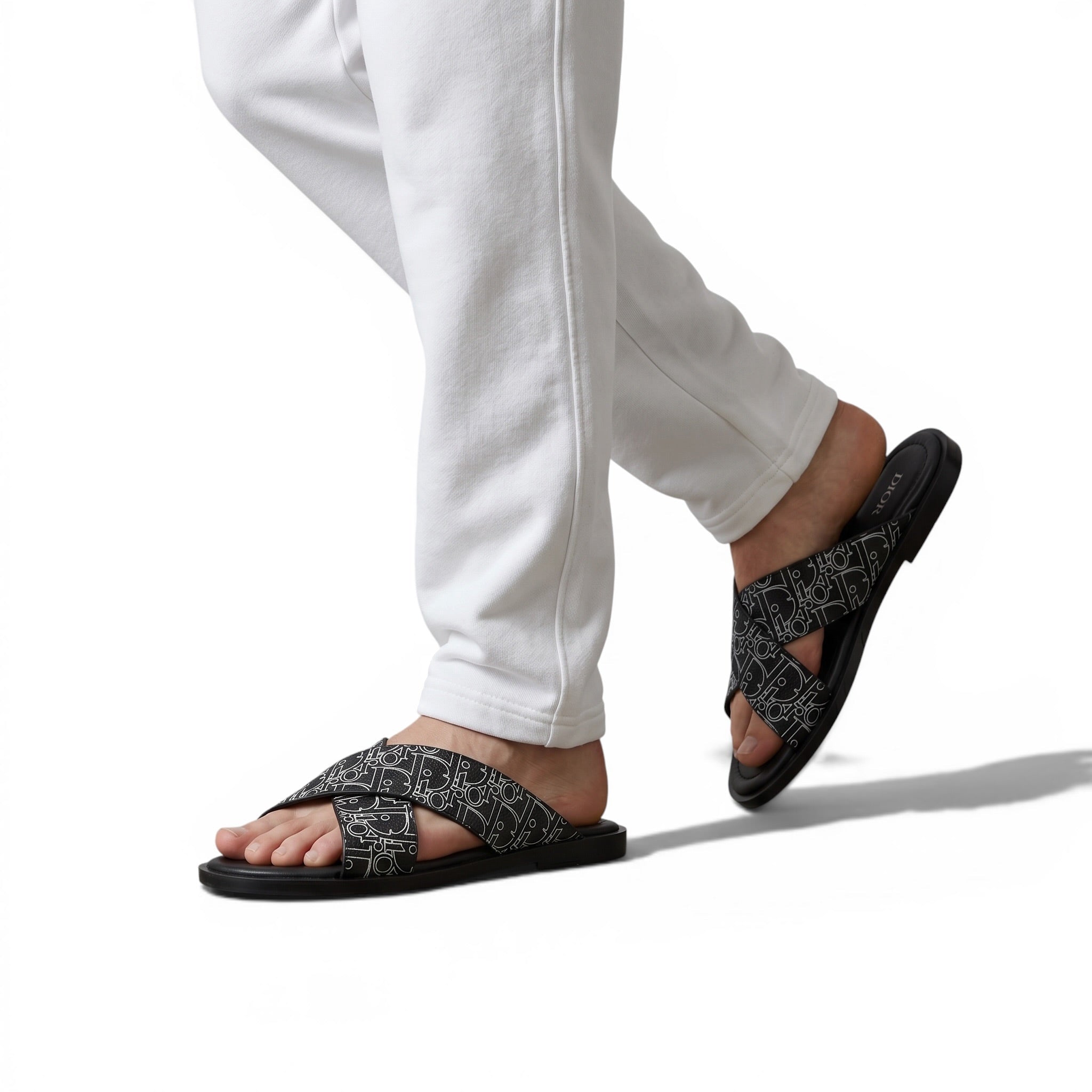 Dior Oblique Black Slides 🖤✨ Luxury Summer Sandals for Men - MASTERPIECE