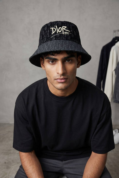 Dior Oblique Bucket Hat – Black Monogram Paris Edition 🧢🖤 - MASTERPIECE