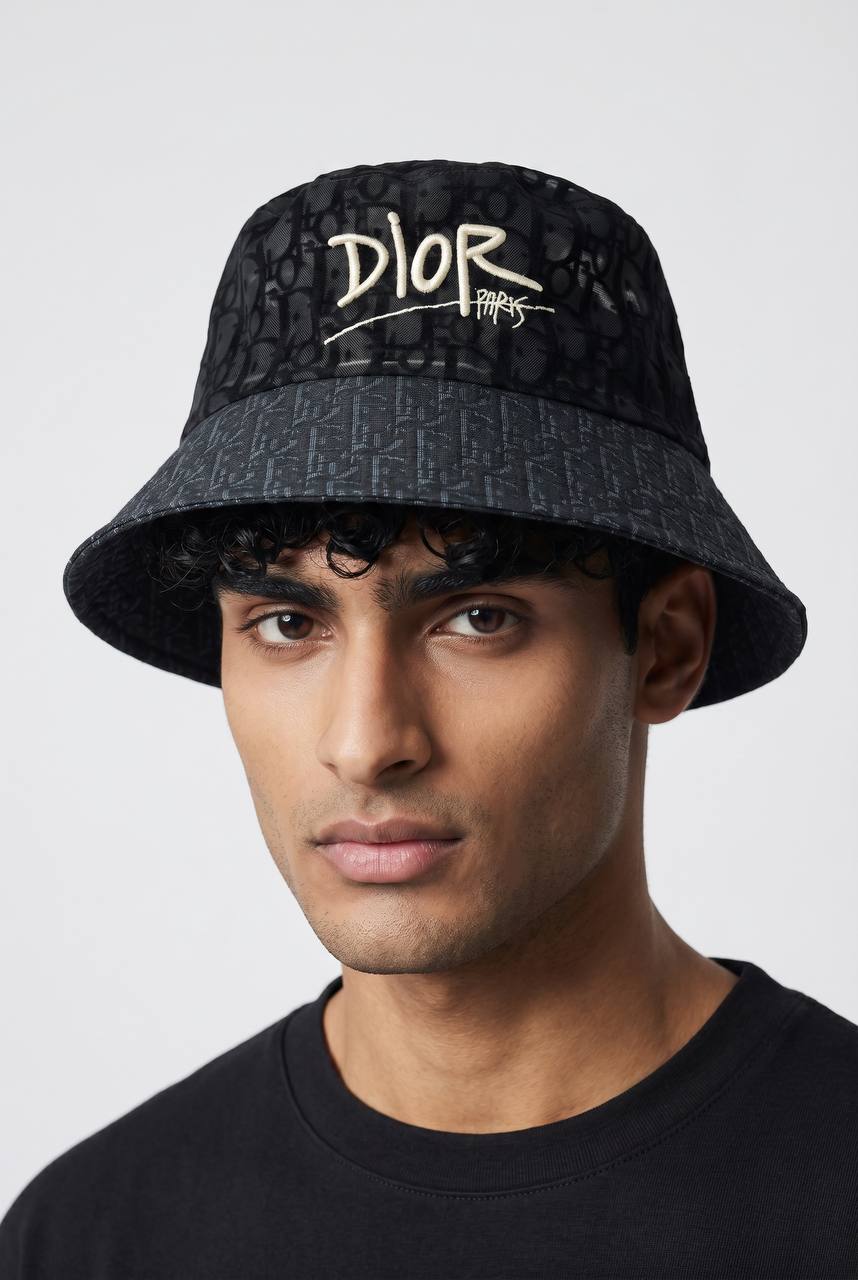 Dior Oblique Bucket Hat – Black Monogram Paris Edition 🧢🖤 - MASTERPIECE