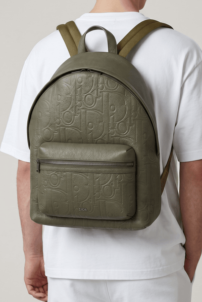 Dior Oblique Embossed Olive Luxury Backpack 🎒🫒✨ - MASTERPIECE