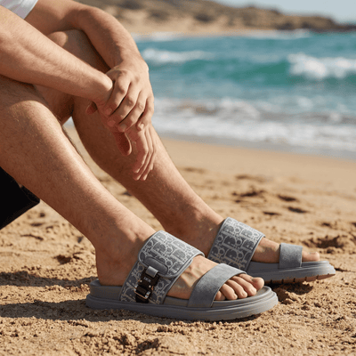 Dior Oblique Grey Slide Sandals – Luxury Designer Summer Slippers ✨🩶 - MASTERPIECE