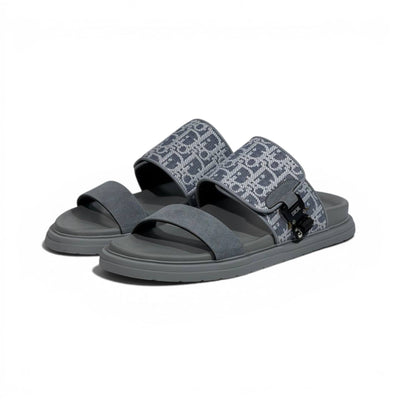 Dior Oblique Grey Slide Sandals – Luxury Designer Summer Slippers ✨🩶 - MASTERPIECE