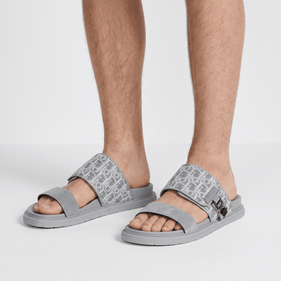 Dior Oblique Grey Slide Sandals – Luxury Designer Summer Slippers ✨🩶 - MASTERPIECE