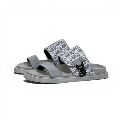Dior Oblique Grey Slide Sandals – Luxury Designer Summer Slippers ✨🩶 - MASTERPIECE