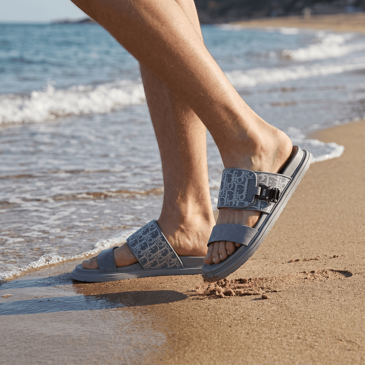 Dior Oblique Grey Slide Sandals – Luxury Designer Summer Slippers ✨🩶 - MASTERPIECE