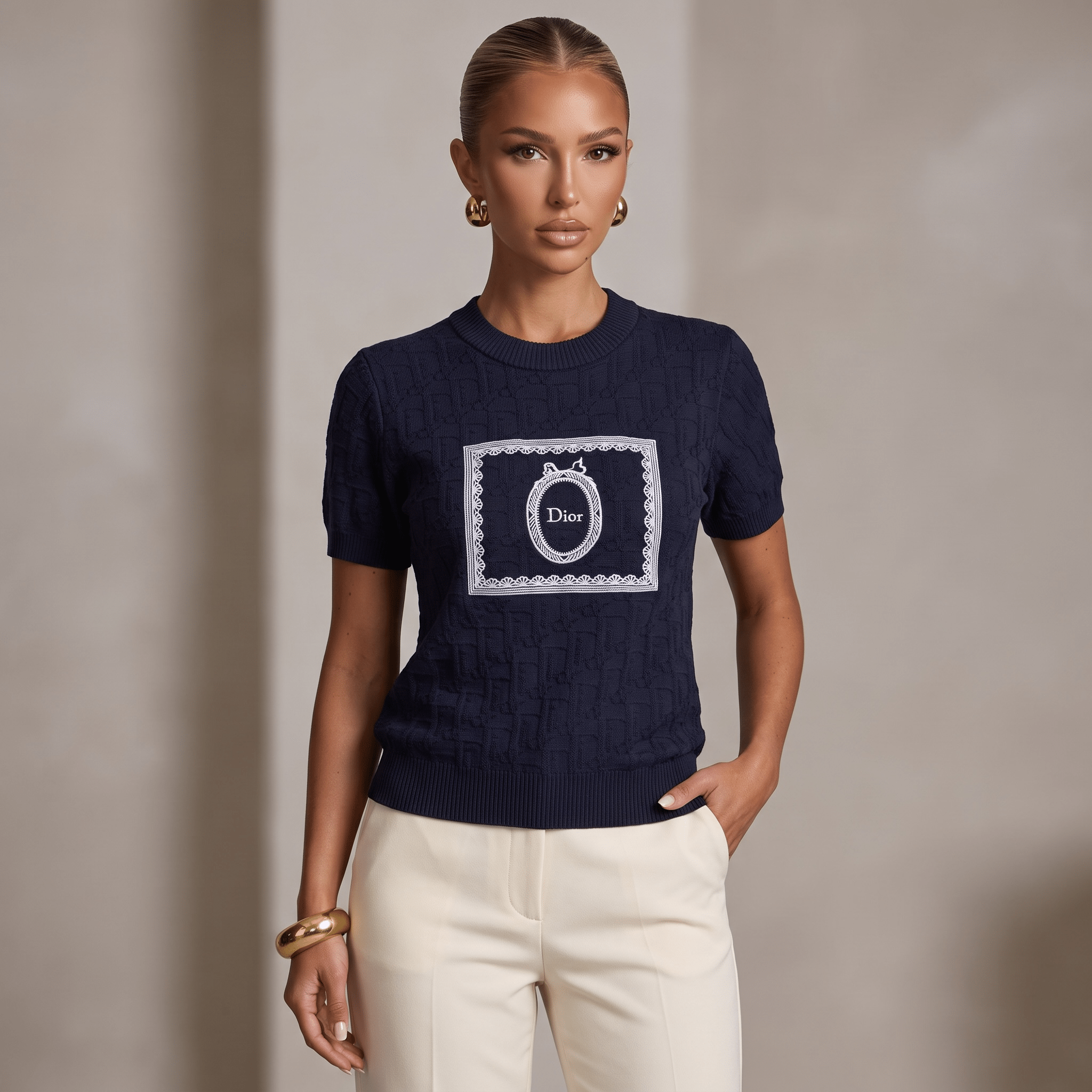 💙 Dior Oblique Medallion Knit Top | One Size - MASTERPIECE