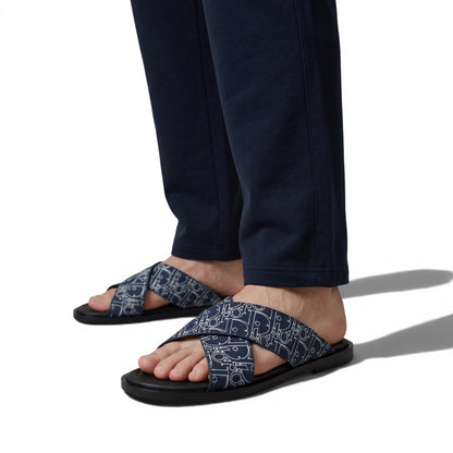 Dior Oblique Navy Slides 💙✨ Luxury Summer Sandals for Men - MASTERPIECE
