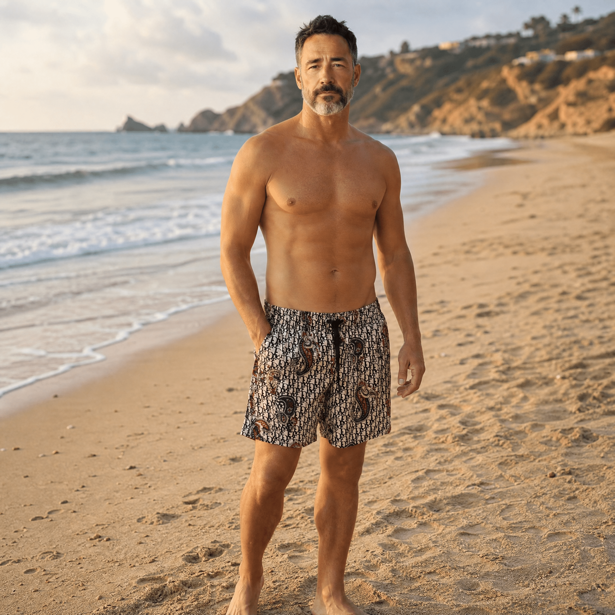 🩳 Dior Oblique Paisley Swim Shorts – Beige Edition 🌊✨ - MASTERPIECE