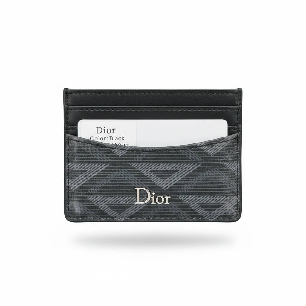 Dior Patterned Card Holder – Black Signature Luxury Wallet 🖤✨ - MASTERPIECE