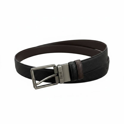 ✨ Dior Reversible Grained Leather Belt 115CM – Black & Brown - MASTERPIECE