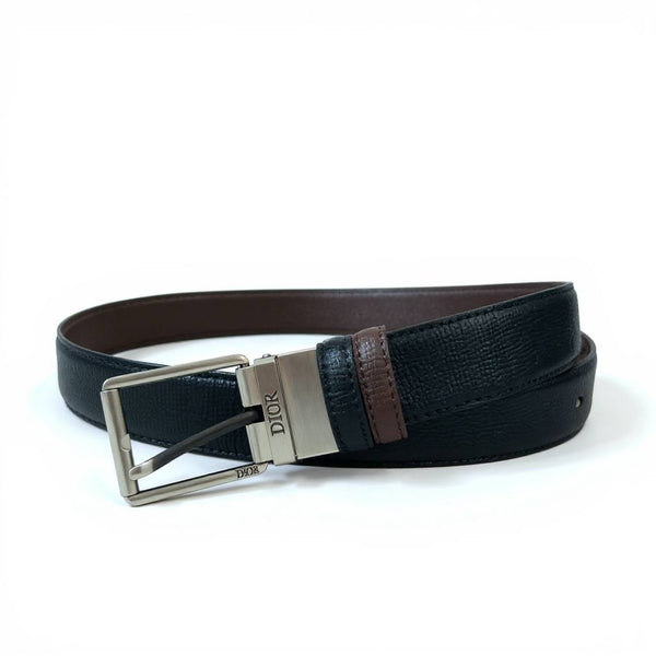 ✨ Dior Reversible Grained Leather Belt 115CM – Black & Brown