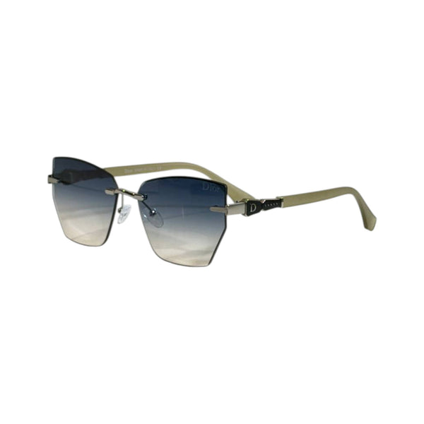Dior Rimless Geometric Sunglasses 🕶️ | Gold Frame Blue Gradient Lens