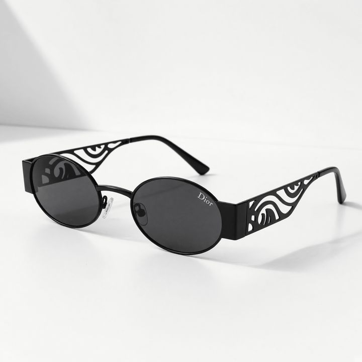 Dior Round Filigree Sunglasses — Black