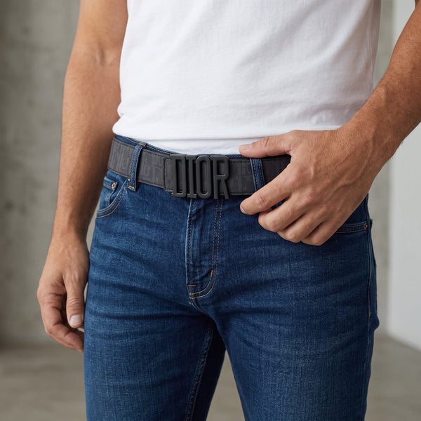 Dior Signature Belt – Grey Monogram 🖤120 cm
