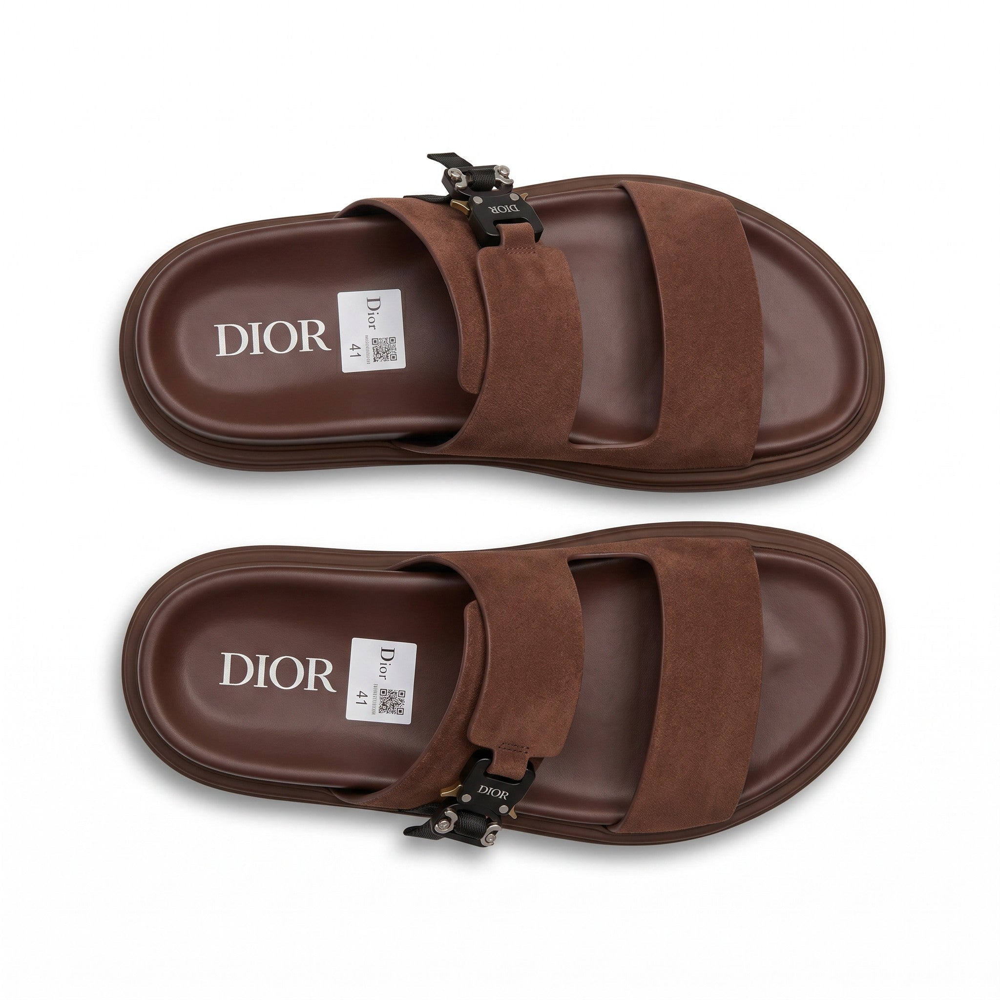 Dior Suede Double Strap Luxury Slides – Brown - MASTERPIECE