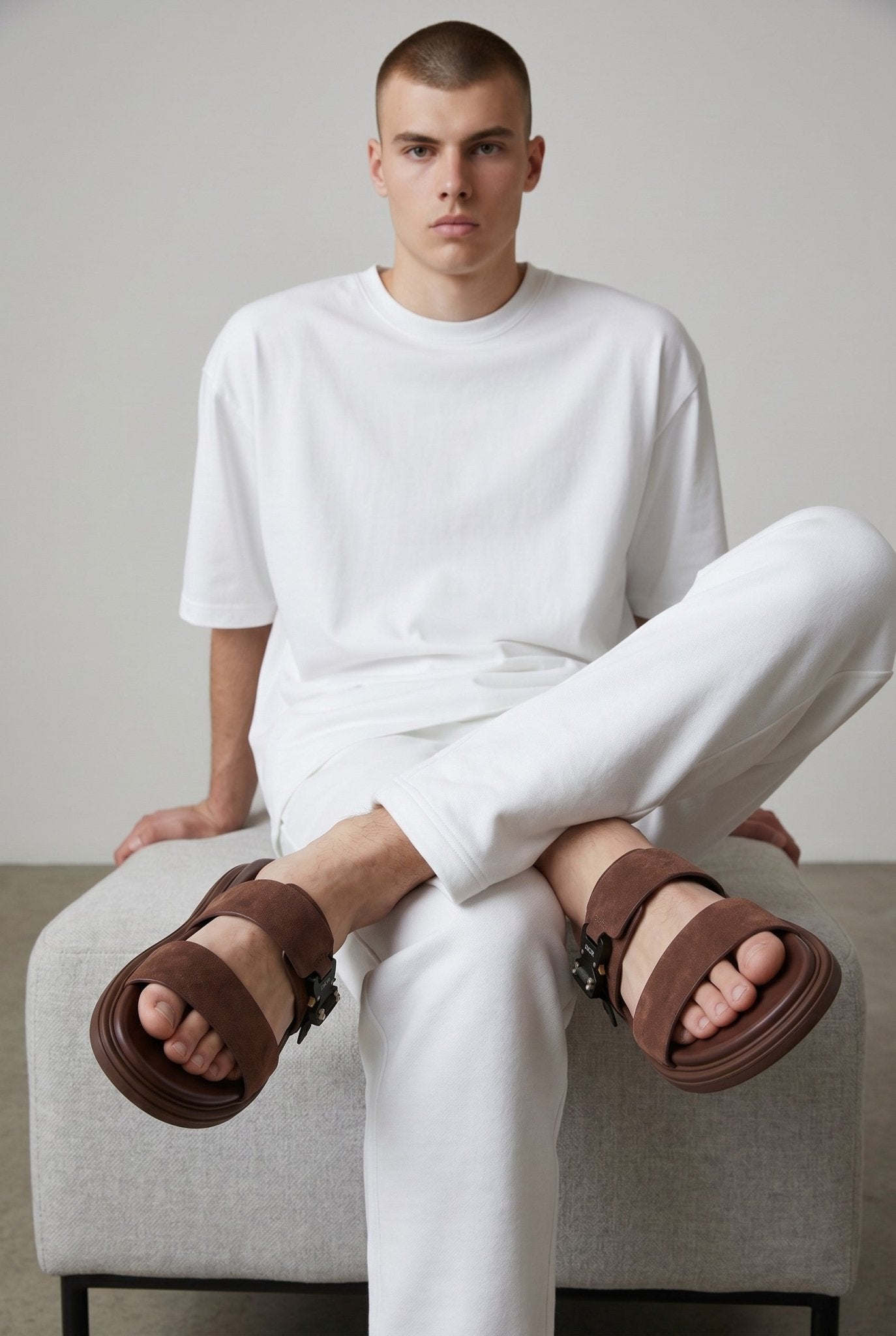 Dior Suede Double Strap Luxury Slides – Brown - MASTERPIECE