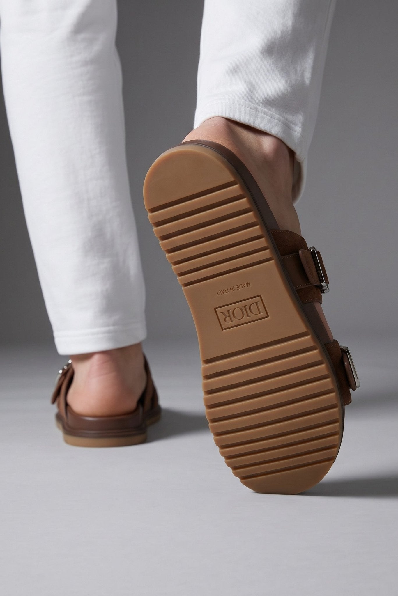 Dior Suede Double Strap Luxury Slides – Brown - MASTERPIECE