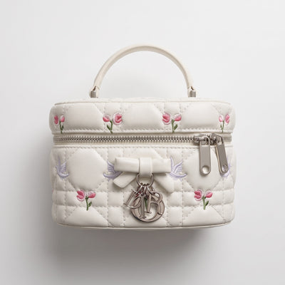 Dior Vanity Bag – White Quilted Embroidered ✨👜 - MASTERPIECE