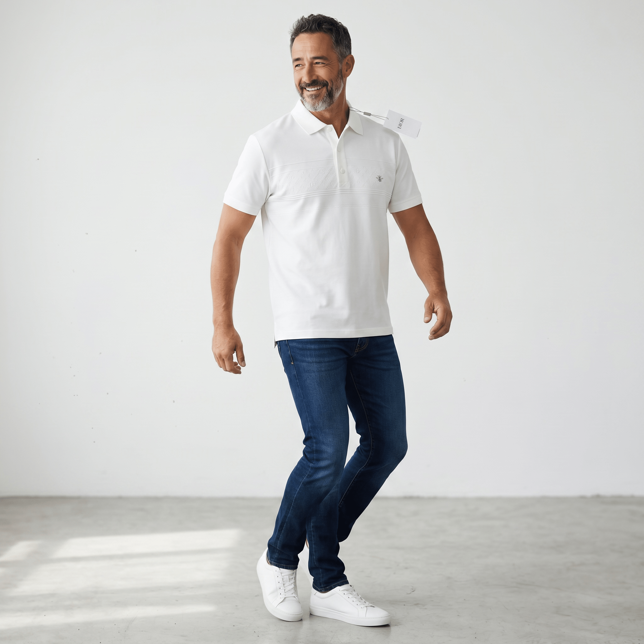 🤍✨ Dior White Luxury Polo Shirt – Premium Smart Casual Essential 👔🔥 - MASTERPIECE