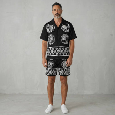 🖤 Dolce & Gabbana Baroque Coin Print Set – Luxury Statement Co - Ord 🩳👕🔥 - MASTERPIECE
