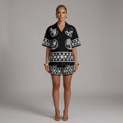 🖤 Dolce & Gabbana Baroque Coin Print Set – Luxury Statement Co - Ord 🩳👕🔥 - MASTERPIECE