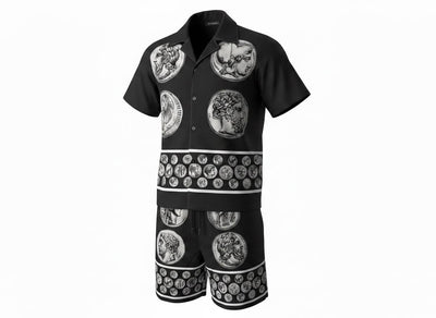 🖤 Dolce & Gabbana Baroque Coin Print Set – Luxury Statement Co - Ord 🩳👕🔥 - MASTERPIECE