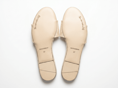 Dolce & Gabbana DG Raffia Slide Sandals – Natural Beige 🤍✨ - MASTERPIECE