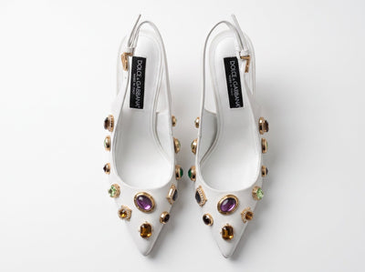 Dolce & Gabbana Jeweled Slingback – White ✨👠 - MASTERPIECE