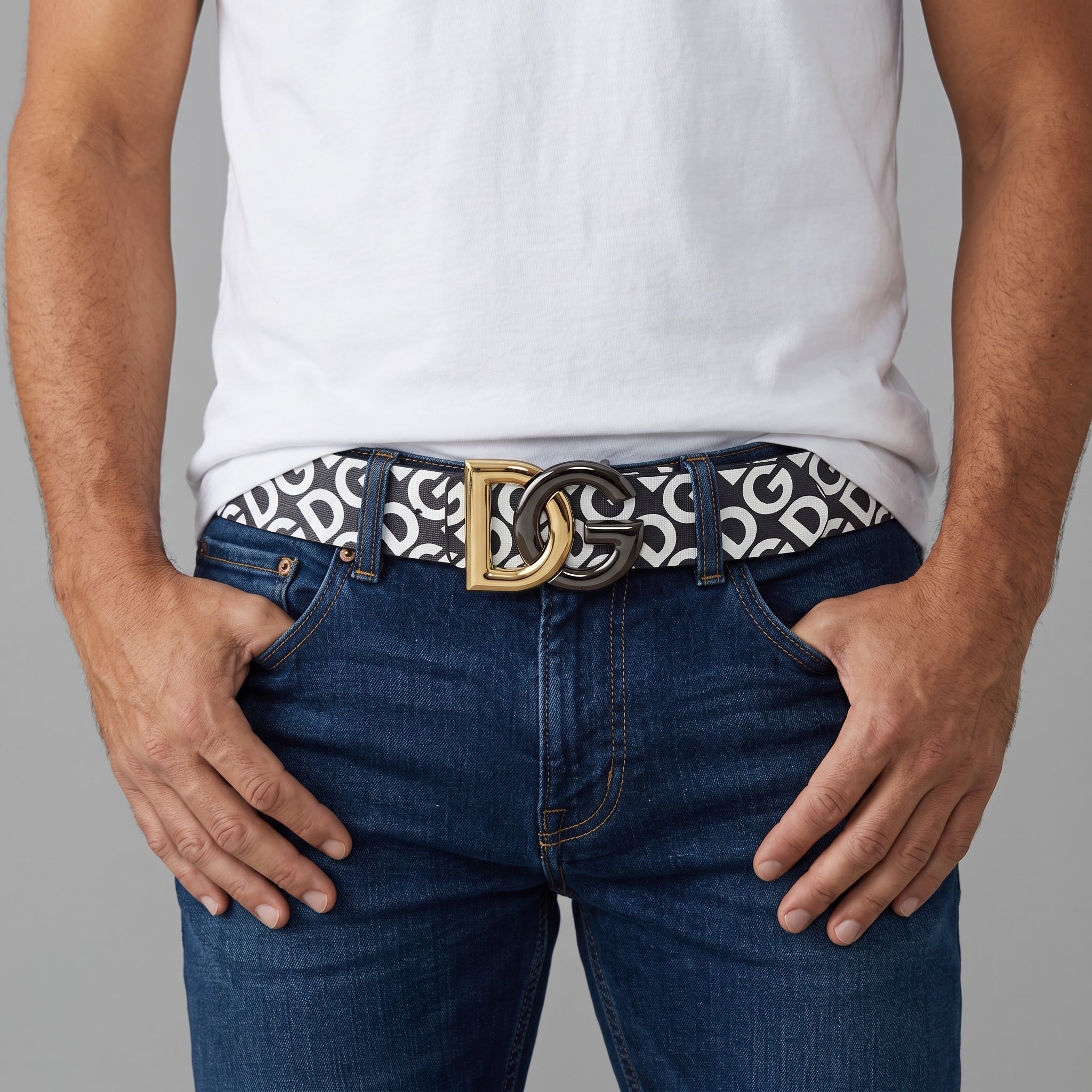 Dolce & Gabbana Monogram Belt – Black/White 🖤 110 cm - MASTERPIECE