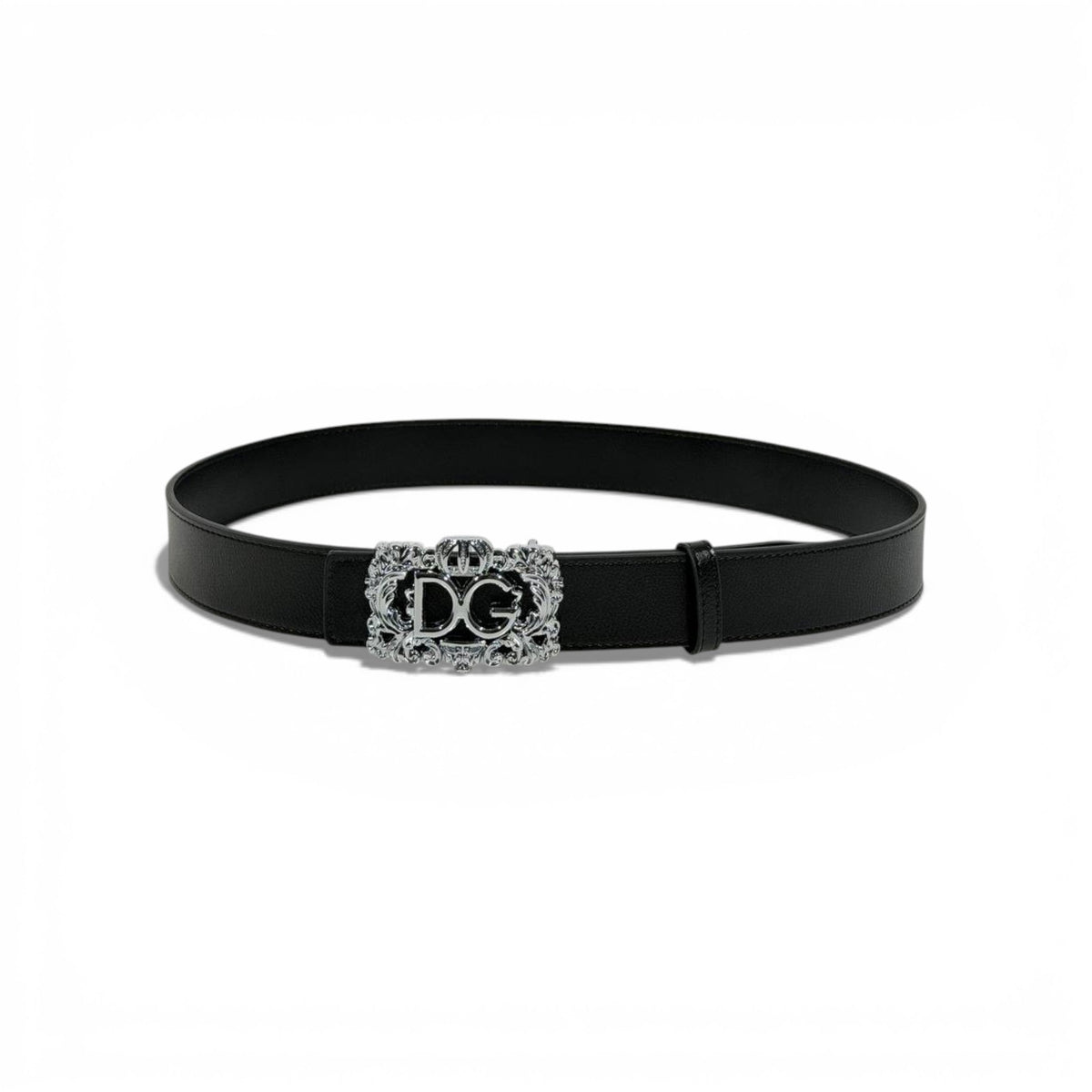 Dolce & Gabbana Ornate DG Buckle Leather Belt 115 cm — Black - MASTERPIECE