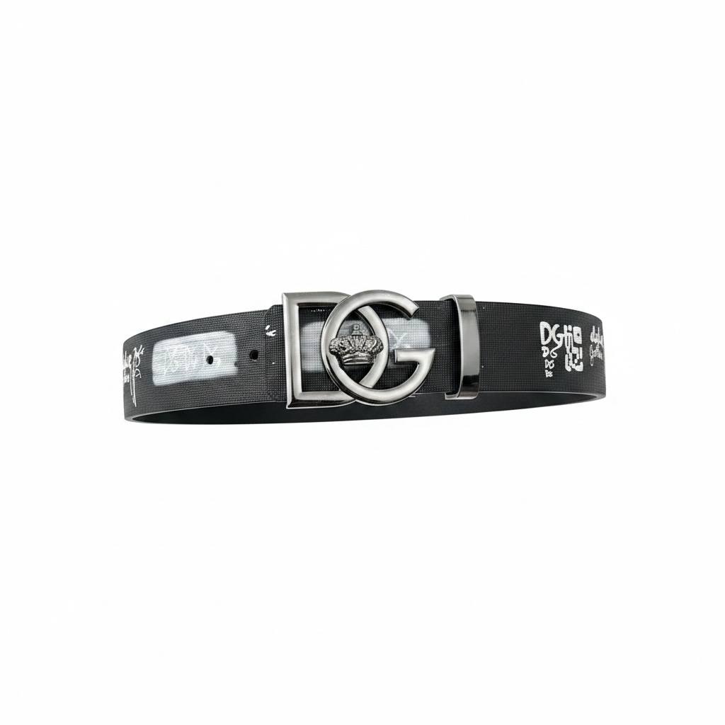 Dolce & Gabbana Premium Black Designer Belt – DG Crown Buckle 120CM 🖤👑 - MASTERPIECE