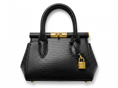 🖤 Dolce & Gabbana Sicily Lizard-Embossed Top Handle Bag – Black - MASTERPIECE