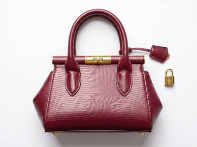 ❤️ Dolce & Gabbana Sicily Lizard-Embossed Top Handle Bag – Burgundy - MASTERPIECE