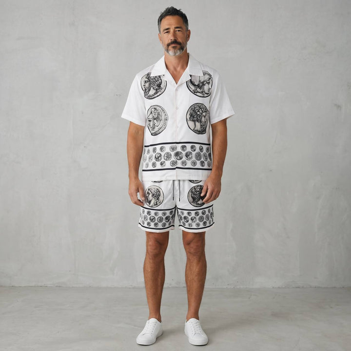 Dolce & Gabbana Baroque Coin Print Set — White