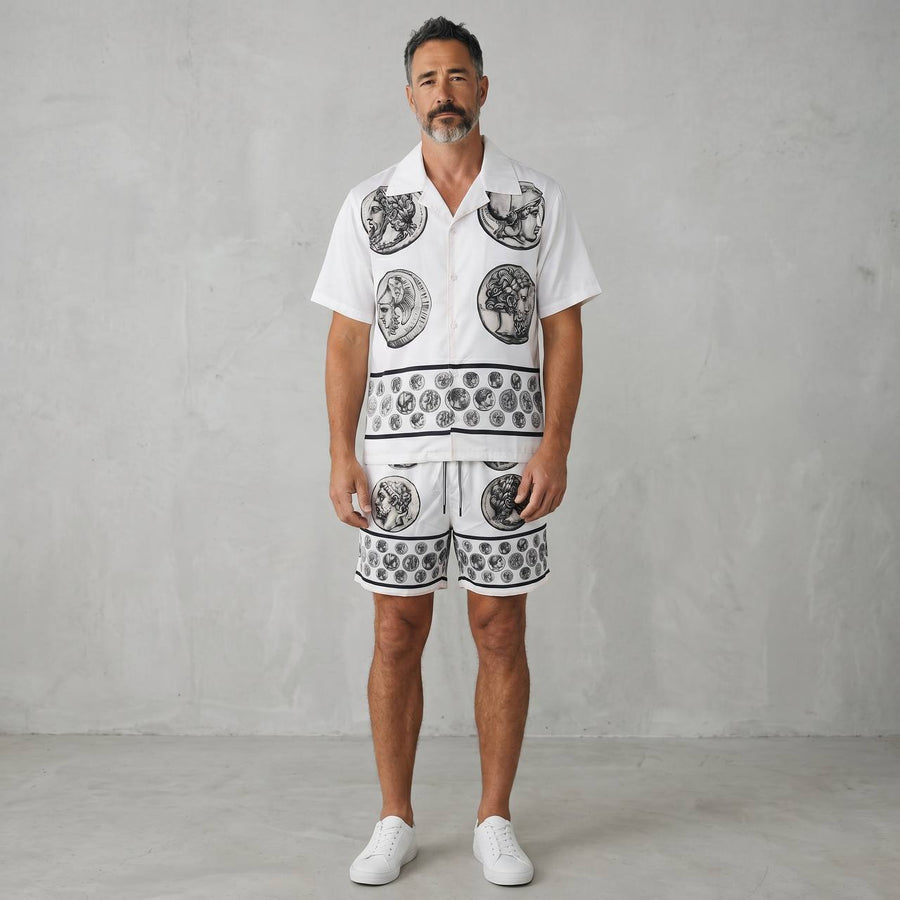 Dolce & Gabbana Baroque Coin Print Set — White