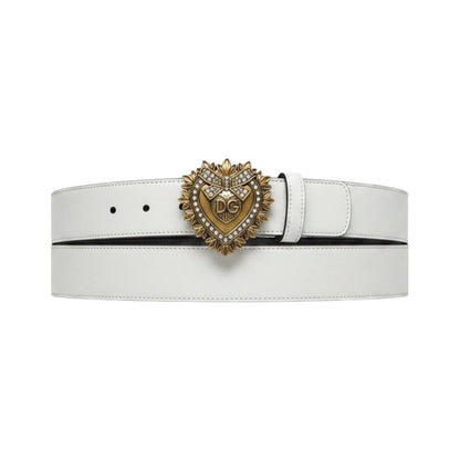 Dolce & Gabbana White Crystal Heart Belt 115CM – Luxury Statement Piece 🤍✨ - MASTERPIECE