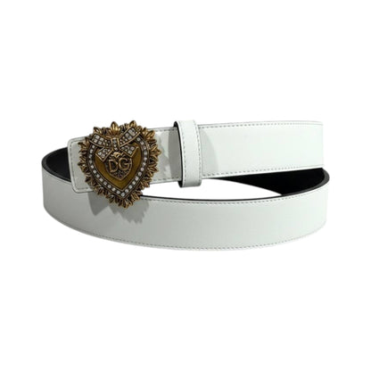 Dolce & Gabbana White Crystal Heart Belt 115CM – Luxury Statement Piece 🤍✨ - MASTERPIECE