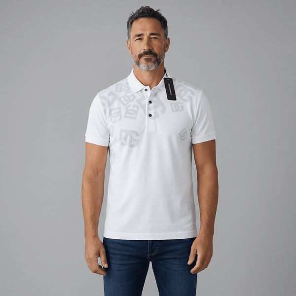 Dolce & Gabbana White Polo Shirt 🤍✨ Monogram Print Edition