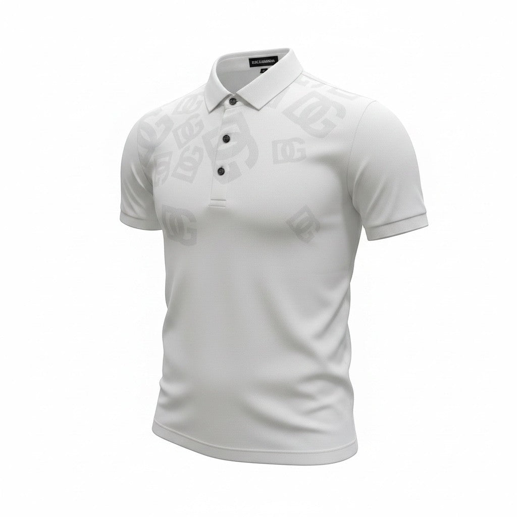 Dolce & Gabbana White Polo Shirt 🤍✨ Monogram Print Edition - MASTERPIECE